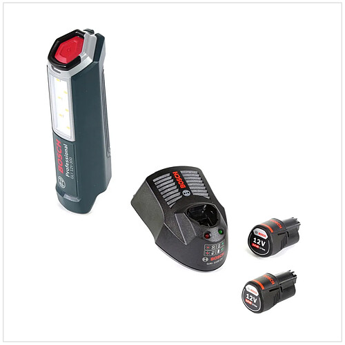 Bosch Professional GLI 12V-300 Lampe sans fil + 2x Batteries GBA 12 V 3,0 Ah + Chargeur GAL 1230