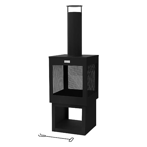 ML-Design Cheminée de jardin poêle de terrasse foyer d'extérieur 128x40 cm noir en acier