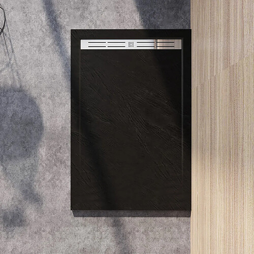 Aica Sanitaire Receveur De Douche 100x90cm Extra-plat Bac À Douche Noir