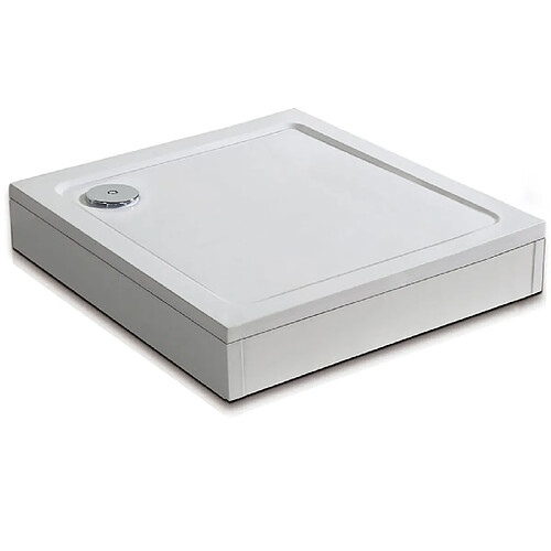 Aica Sanitaire Aica Receveur De Douche 100x100cm Bac À Douche Blanc Extra-plat Carré Avec Le Kit De Plinthe Et Pieds Et Bonde De Douche