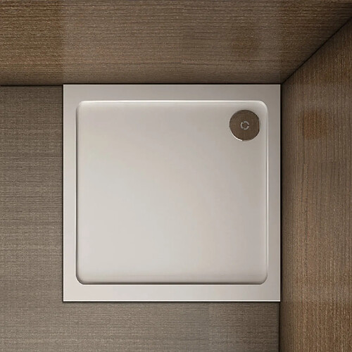 Aica Sanitaire Aica Receveur De Douche 76x76x3cm Estra-plat Carré Bac À Douche Avec La Bonde De Douche Et Le Siphon 90cm