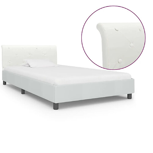 vidaXL Cadre de lit Blanc Similicuir 100 x 200 cm