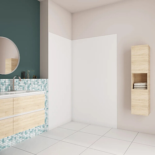 Aica Sanitaire AICA Panneau mural de douche blanc 90x80x210cm avec les profiles de finition BLANCPanneaux muraux salle de bain habillage mural aluminium