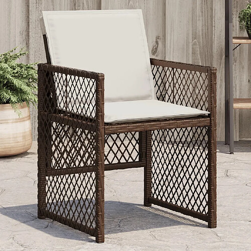 vidaXL Chaises de jardin avec coussins lot de 4 marron résine tressée