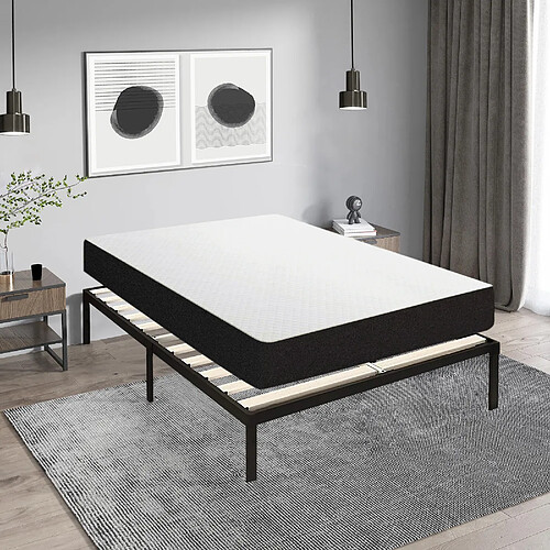 Sinlikon (Fabriqué en Europe) Lit Ensemble Matelas et Sommier 140x190 cm - Matelas 140x190x15cm Mémoire de Forme - Sommier 140x190cm avec Pieds (Deux colis)