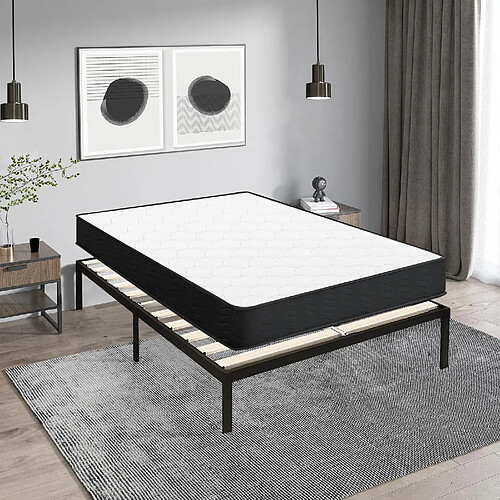 Sinlikon Ensemble Matelas et Sommier 160x200 cm - Matelas 160x200x20cm à Ressorts avec Mousse - Sommier 160x200cm avec Pieds (Deux colis)