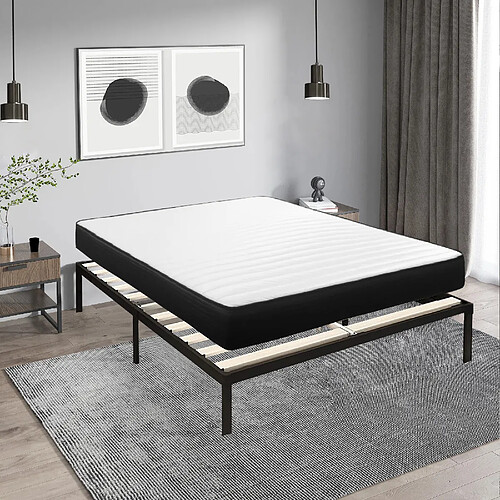 Sinlikon Ensemble Matelas et Sommier 160x200 cm - Matelas 160x200x20cm Mousse - Sommier 160x200cm avec Pieds (Deux colis)