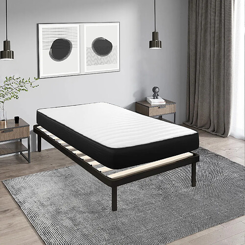 Sinlikon Ensemble Matelas et Sommier 90x190 cm - Matelas 90x190x22cm Mousse - Sommier 90x190cm avec Pieds (Deux colis)