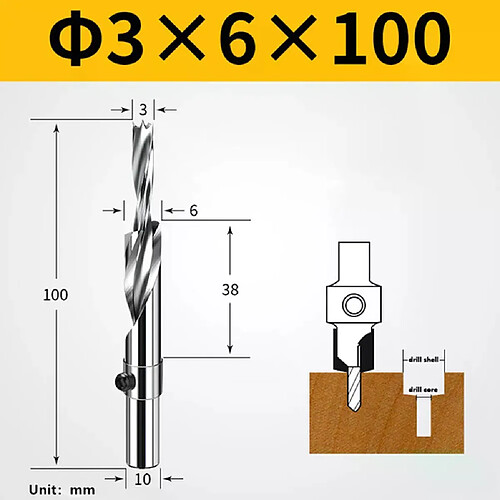 Foret à bois pour perceuse - 3 mm