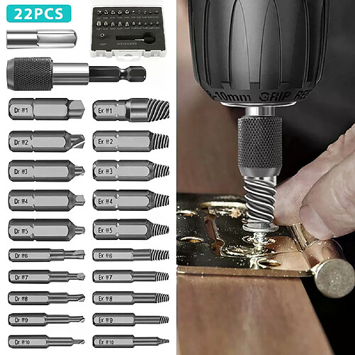 Extracteur de vis pour perceuse - 22 pièces