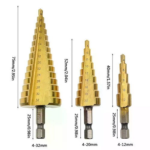 Forets étagés HSS perceuse bois - Lot de 3