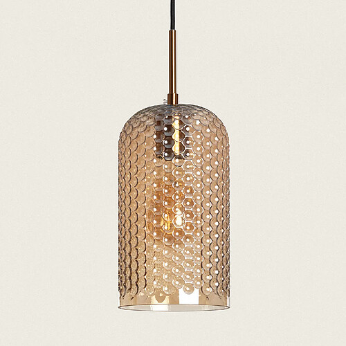 Ledkia Suspension Métal et Verre Large Bernie Gris Fumée