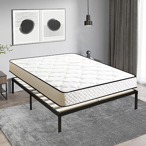 Sinlikon Ensemble Matelas et Sommier 140x190 cm - Matelas 140x190x16cm Mousse - Sommier 140x190cm avec Pieds (Deux colis)