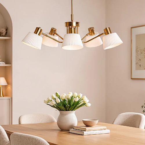 Ledkia Suspension Métal Magda 5 Spots Blanc