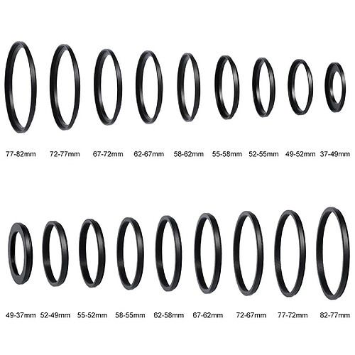 K&F Concept K&F Kit de 18 bagues d'adaptation et de réduction pour filtres universel