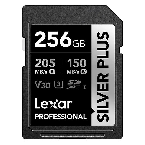 LEXAR Carte SD Silver Plus UHS-1 256Go V30 R205/W150