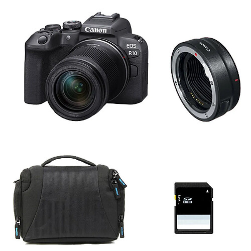 CANON EOS R10 + RF-S 18-150mm F3.5-6.3 IS STM + Sac + Carte SD 8 Go + Bague EF-EOS R