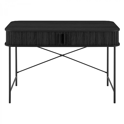LORIKEET LIVING Bureau noir 2 portes coulissantes Callix UA1512 MDF lattes noires