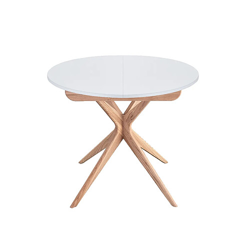 Ragaba Table à manger ronde extensible - Blanc