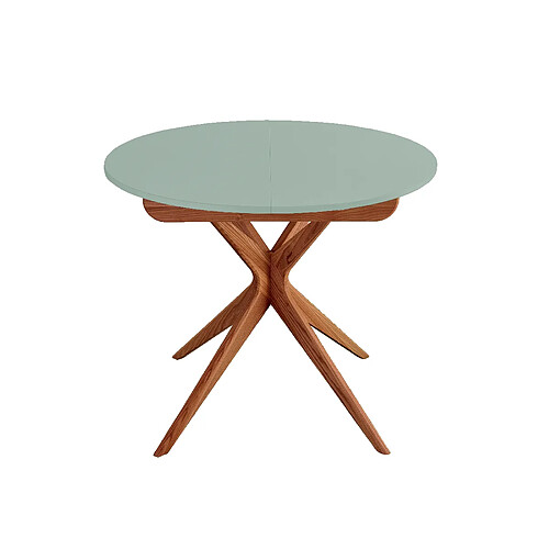 Ragaba Table à manger ronde extensible - Vert sauge