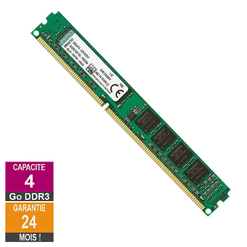 Barrette Mémoire 4Go RAM DDR3 Kingston KVR13N9S8/4 DIMM PC3-10600U · Reconditionné