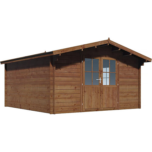 Habitat Et Jardin Abri de jardin bois traité autoclave marron Montlaur - 18,9 m² - 35 mm