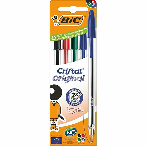 Ensemble de Stylos Bic Cristal Original 516346 Multicouleur (5 Unités)