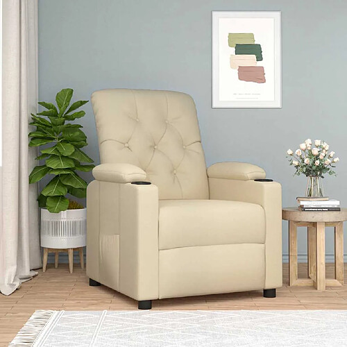 vidaXL Fauteuil inclinable Crème Tissu