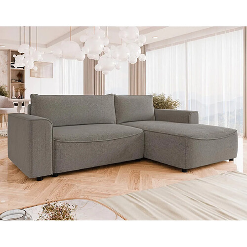 Bestmobilier Aurelia Canapé d'angle droit 4 places - Gris