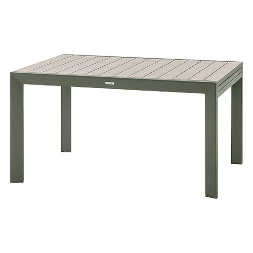 Hesperide Table de jardin extensible en aluminium effet bois 10 places EVASION - Lin et vert laurier