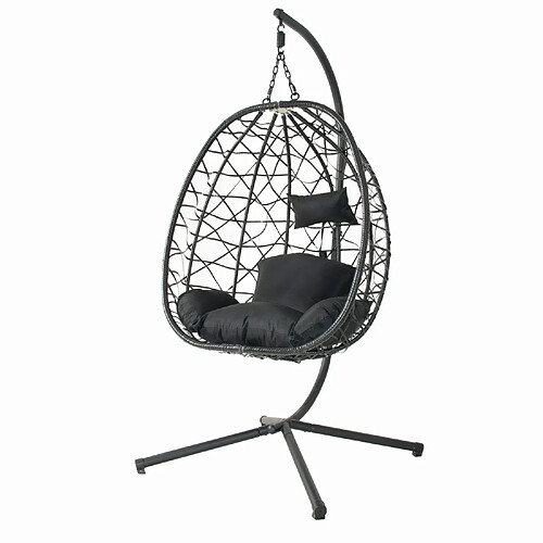 Concept Usine Fauteuil suspendu effet rotin noir CUZCO