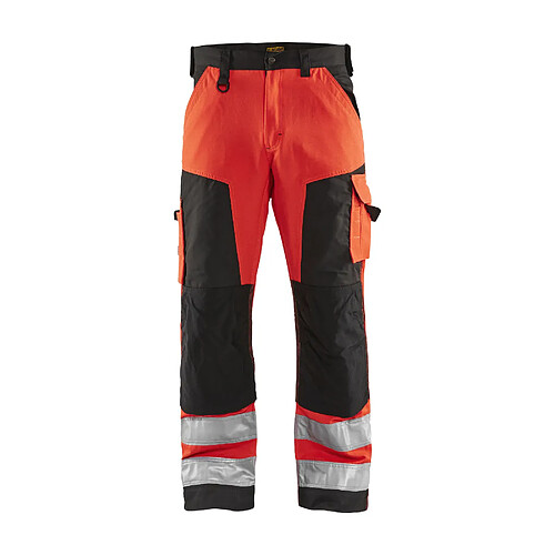 Blaklader 156618115599 - Pantalon artisan haute visibilité Rouge fluo/Noir