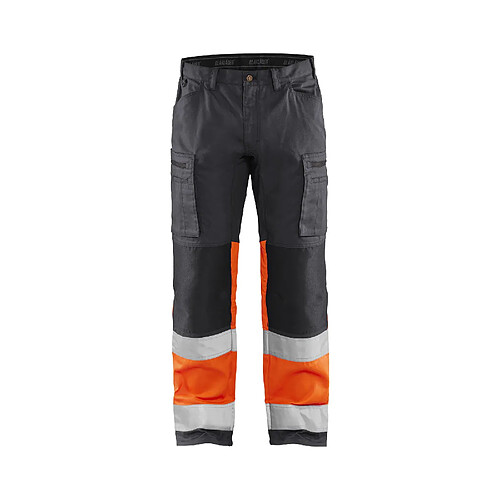 Blaklader Pantalon artisan haute-visibilité +stretch - Gris moyen/Orange fluo