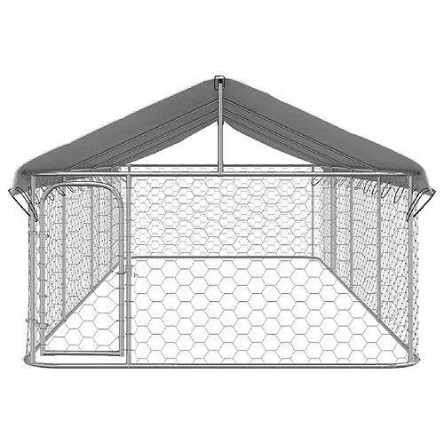 Helloshop26 Chenil extérieur avec toit 12 m² - Argent