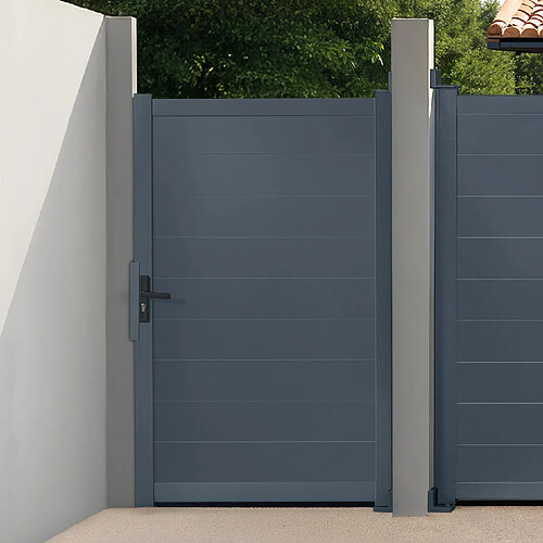 Idmarket Portillon 100x160 cm en aluminium gris anthracite