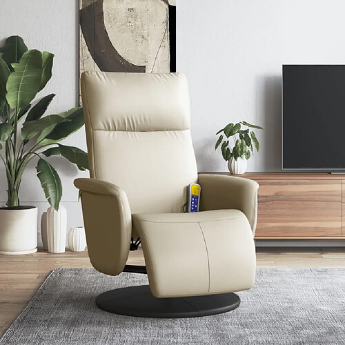 vidaXL Fauteuil inclinable de massage - Crème