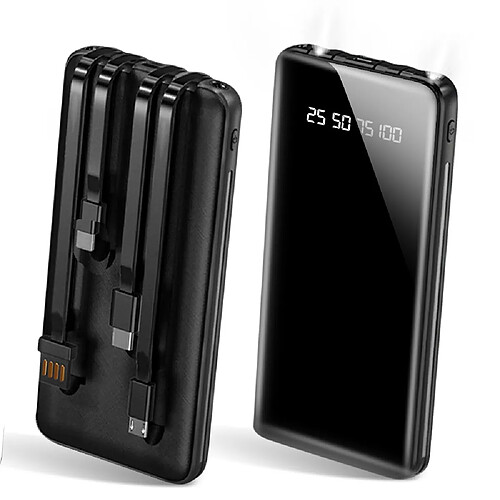 SANAG Batterie Externe 20000mAh 4 Câbles Intégrés 6 Sorties 3 Entrées Affichage LED Lampe