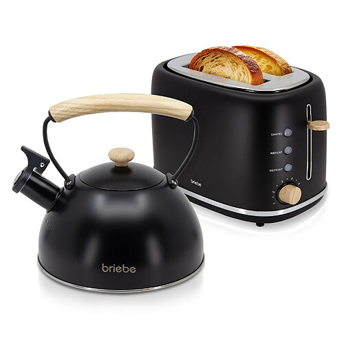 Briebe Set petit-déjeuner grille-pain et bouilloire - Noir mat