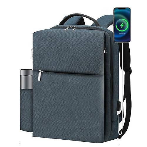 Sac à dos pour ordinateur - Sac à dos homme en tissu oxford, version imperméable améliorée, couleur bleu-gris - 45×37×17 cm