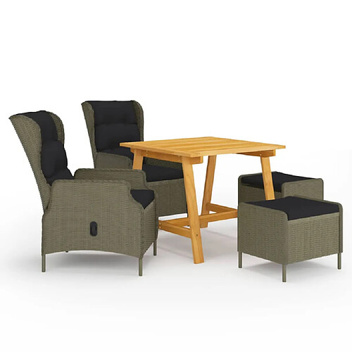 vidaXL Ensemble à manger de jardin 5 pcs Marron