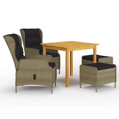 vidaXL Ensemble à manger de jardin 5 pcs Marron