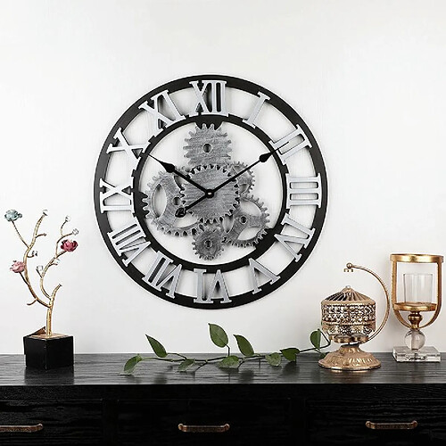 Yonis Horloge murale quartz vintage - Argent