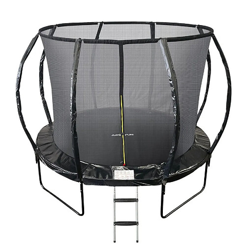 Jump4Fun Trampoline 10Ft ø 305cm noire avec Echelle, Protection et Filet de sécurité