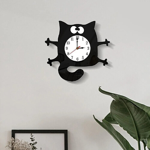 Yonis Horloge murale chat noir - Noir
