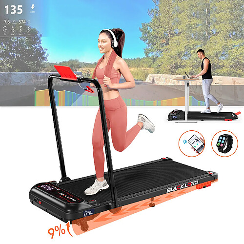 BLACK LORD Tapis de Course Électrique Incliné Amortisseurs Pliable Noir