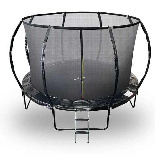 Jump4Fun Trampoline 12Ft ø 366 cm noire avec Echelle, Protection et Filet de sécurité