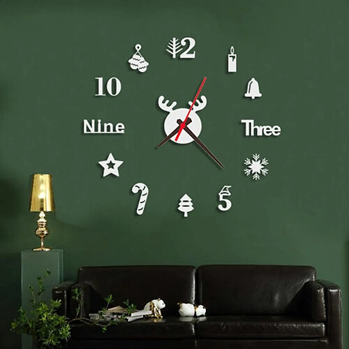 Yonis Horloge murale quartz - Argent