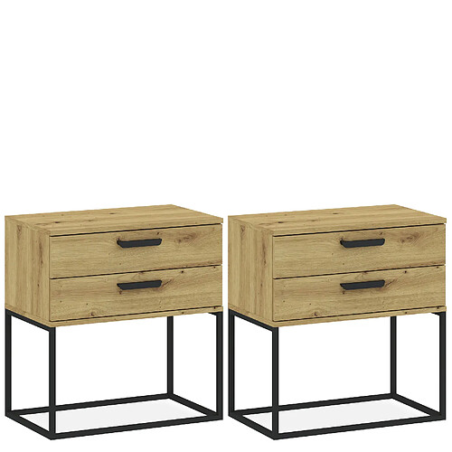 Konsimo Lot de 2 tables de chevet - Chêne