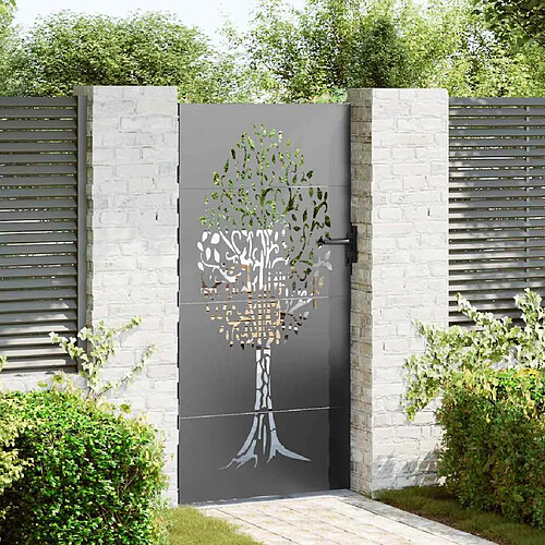 vidaXL Porte de Jardin Noir 85 x 200 cm Acier peint par poudre