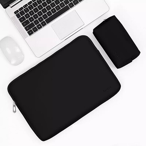 Yonis Sacoche PC portable en cuir PU - 13-14 pouces - Noir
